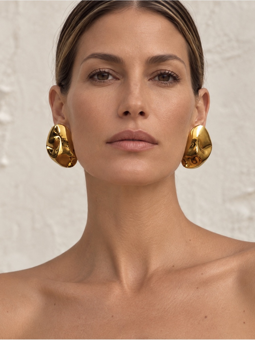 Anthropologie Polished Gold Organic Clip-On Earrings